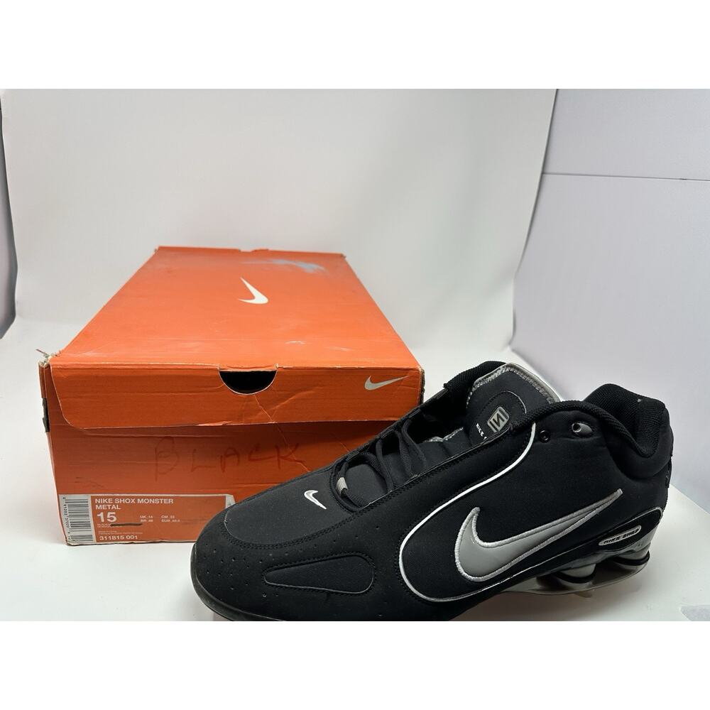 Size 15 Nike Shox Mens Monster Metal Black Baseball Cleat 311815-001 Vintage